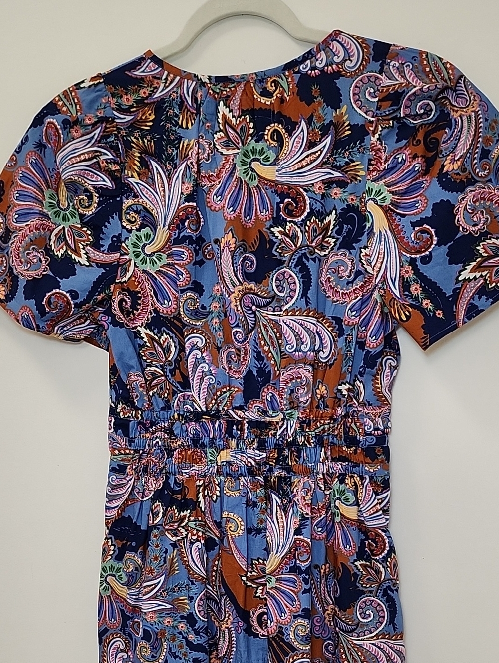 Anthro Somerset Mini Dress multicolor paisley print smocked waist tiered Sz S - Picture 10 of 16
